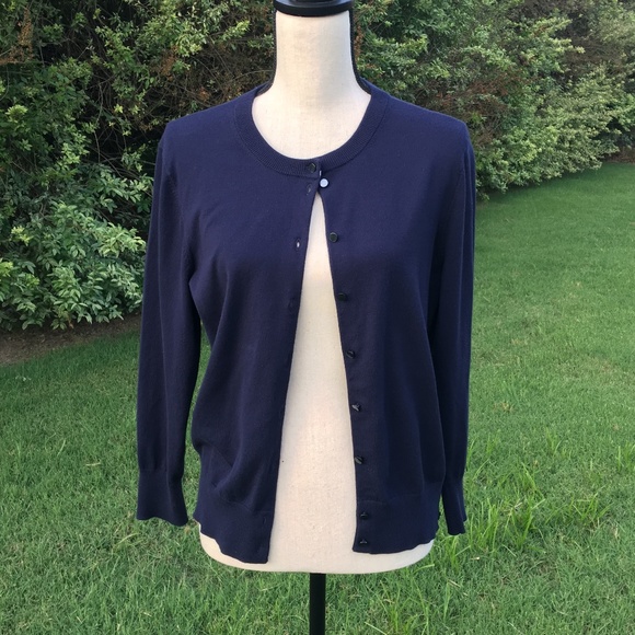 crown & ivy Sweaters - Crown & Ivy Cardigan Navy lightweight  L